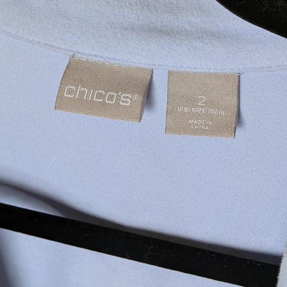 Chico's Ice Blue Longline Coat Lapel Single Button Size 12/14 Minimalist Chic - Picture 6 of 10